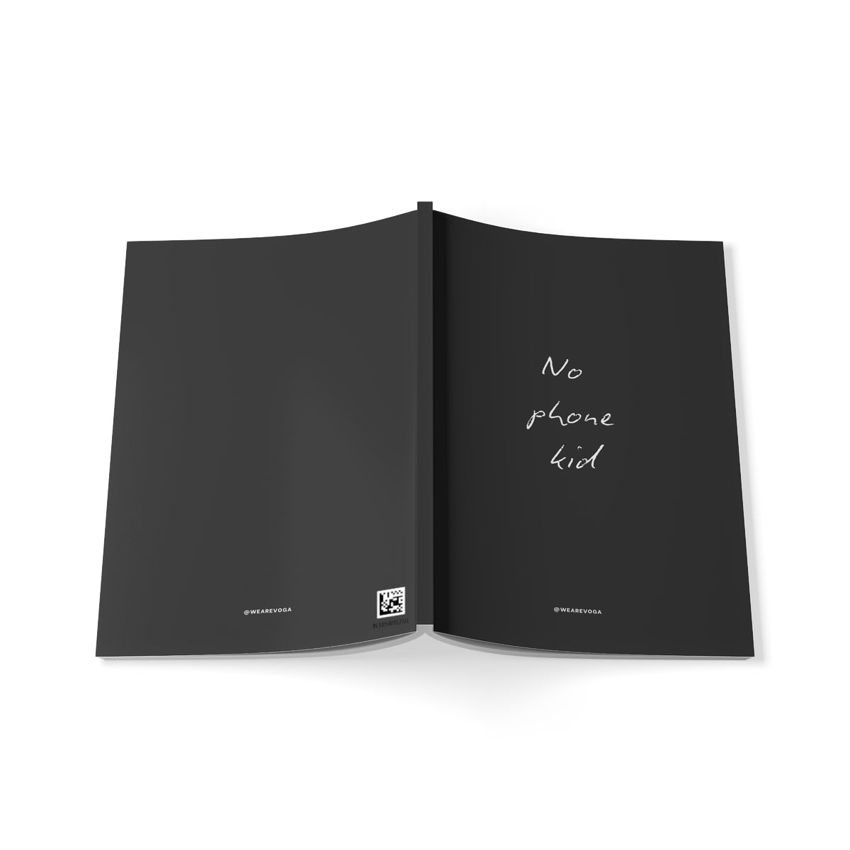 A5 Notebook — "No Phone Kid" Minimal Black Softcover Journal