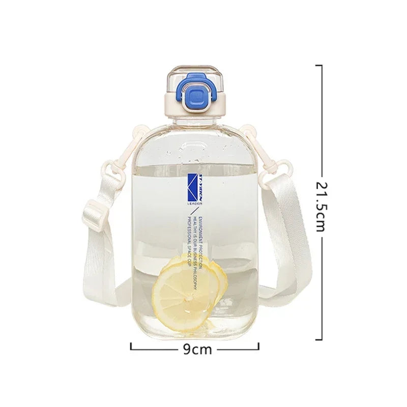 Gourde plate 750ml – transparente avec sangle