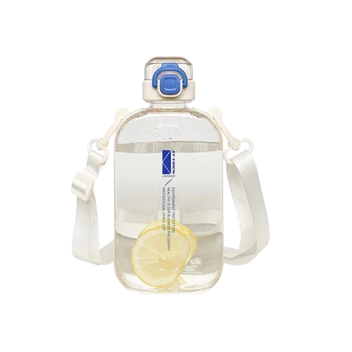Gourde plate 750ml – transparente avec sangle