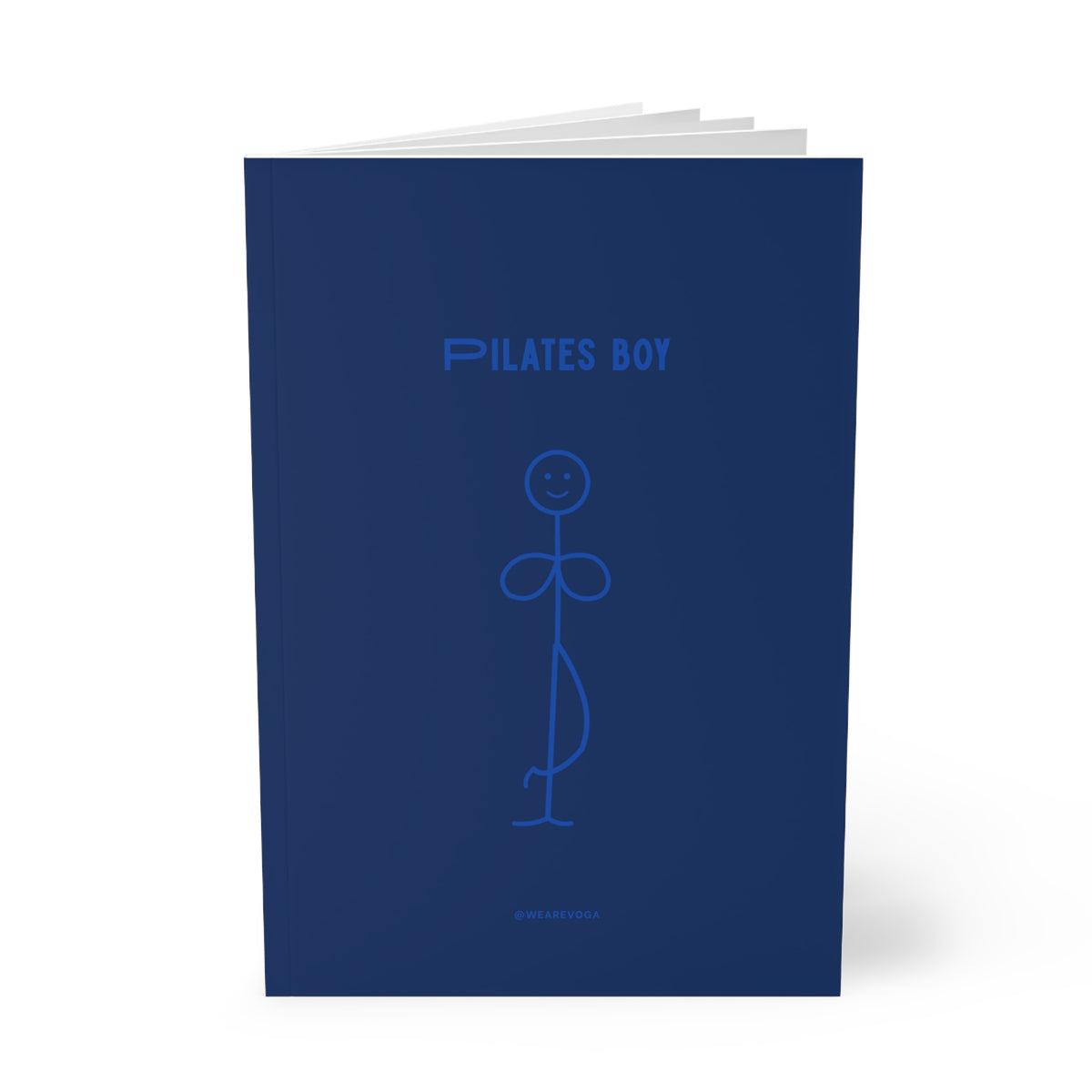 Pilates Boy A5 Notebook — Minimal Blue Softcover Journal for Pilates Lovers