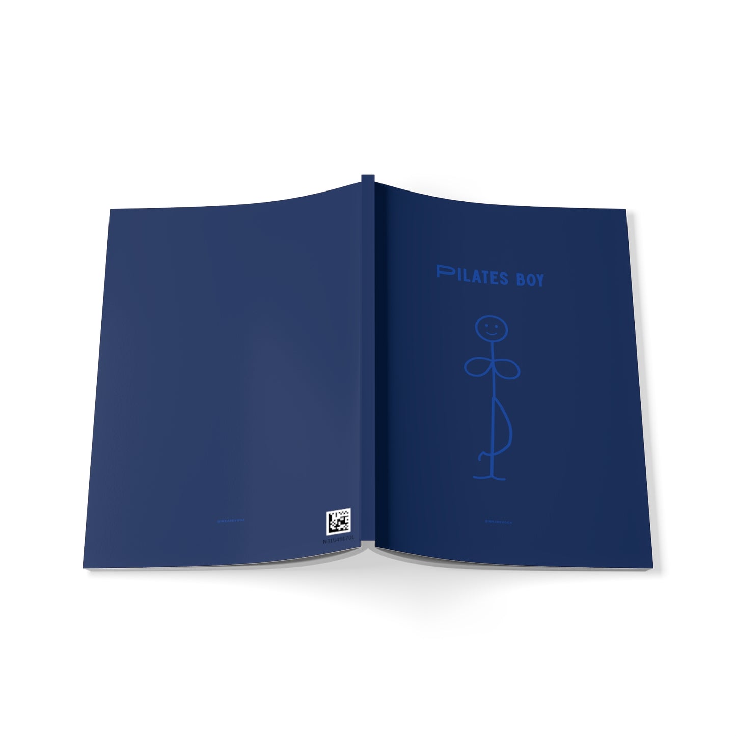 Pilates Boy A5 Notebook — Minimal Blue Softcover Journal for Pilates Lovers