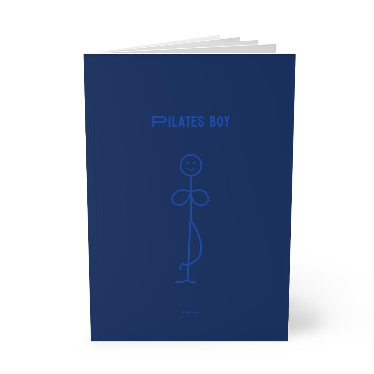 Pilates Boy A5 Notebook — Minimal Blue Softcover Journal for Pilates Lovers