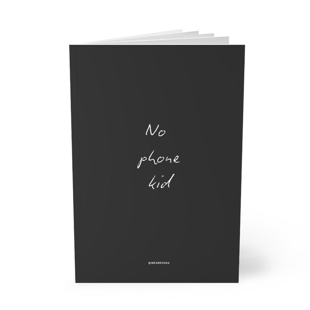 A5 Notebook — "No Phone Kid" Minimal Black Softcover Journal