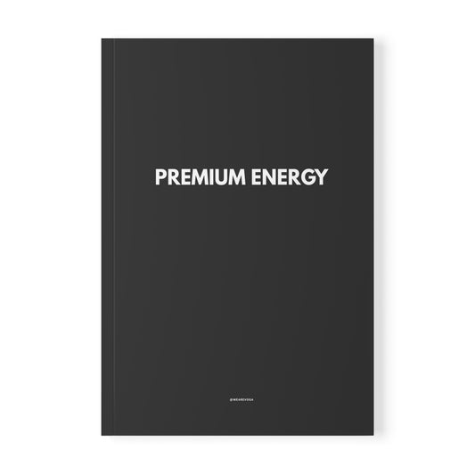 Premium Energy A5 Softcover Notebook — Minimal Black Journal for Notes & Planning