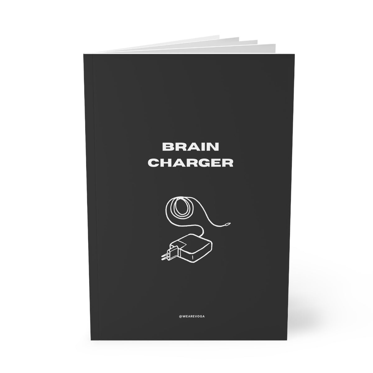 Recharge Your Brain A5 Softcover Notebook — "Write on this notebook to charge your brain"