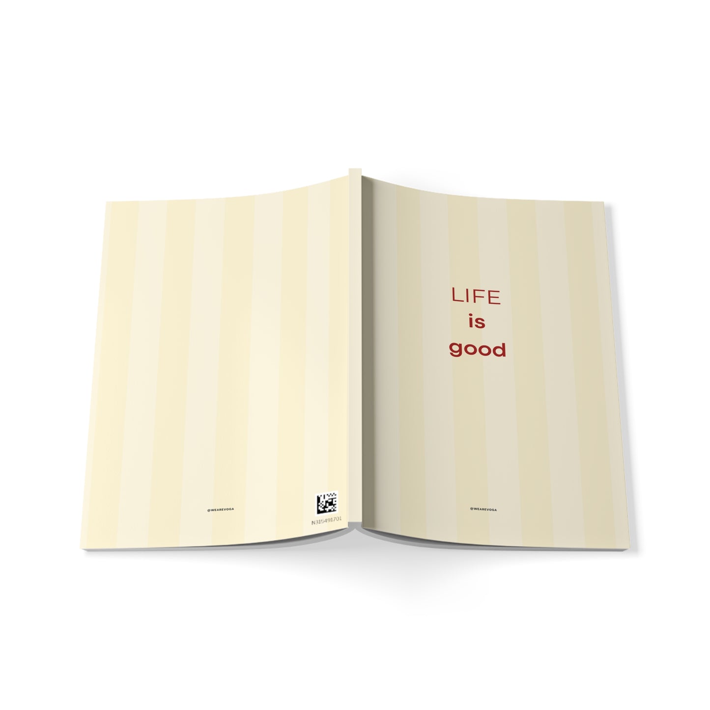Notebook — 'Life is Good' A5 Softcover Journal (Striped Cream)