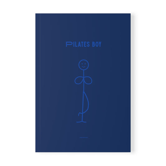Pilates Boy A5 Notebook — Minimal Blue Softcover Journal for Pilates Lovers