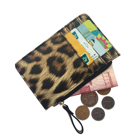 Porte-cartes Léopard avec Poche Zippée