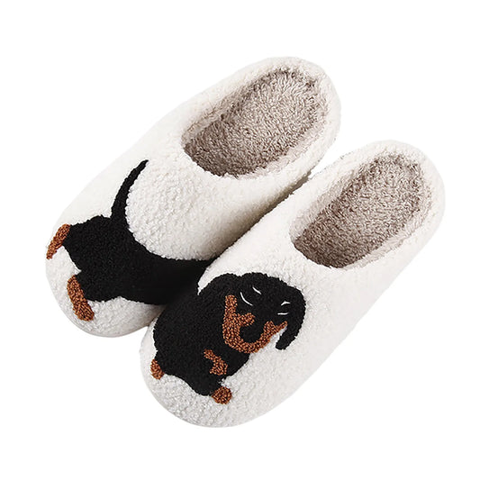 Chaussons d’intérieur brodés Chien Teckel